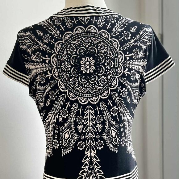 Joseph Ribkoff Black & White Medallion Print Graphic Stretch Jersey Dress – US S - Picture 6 of 14